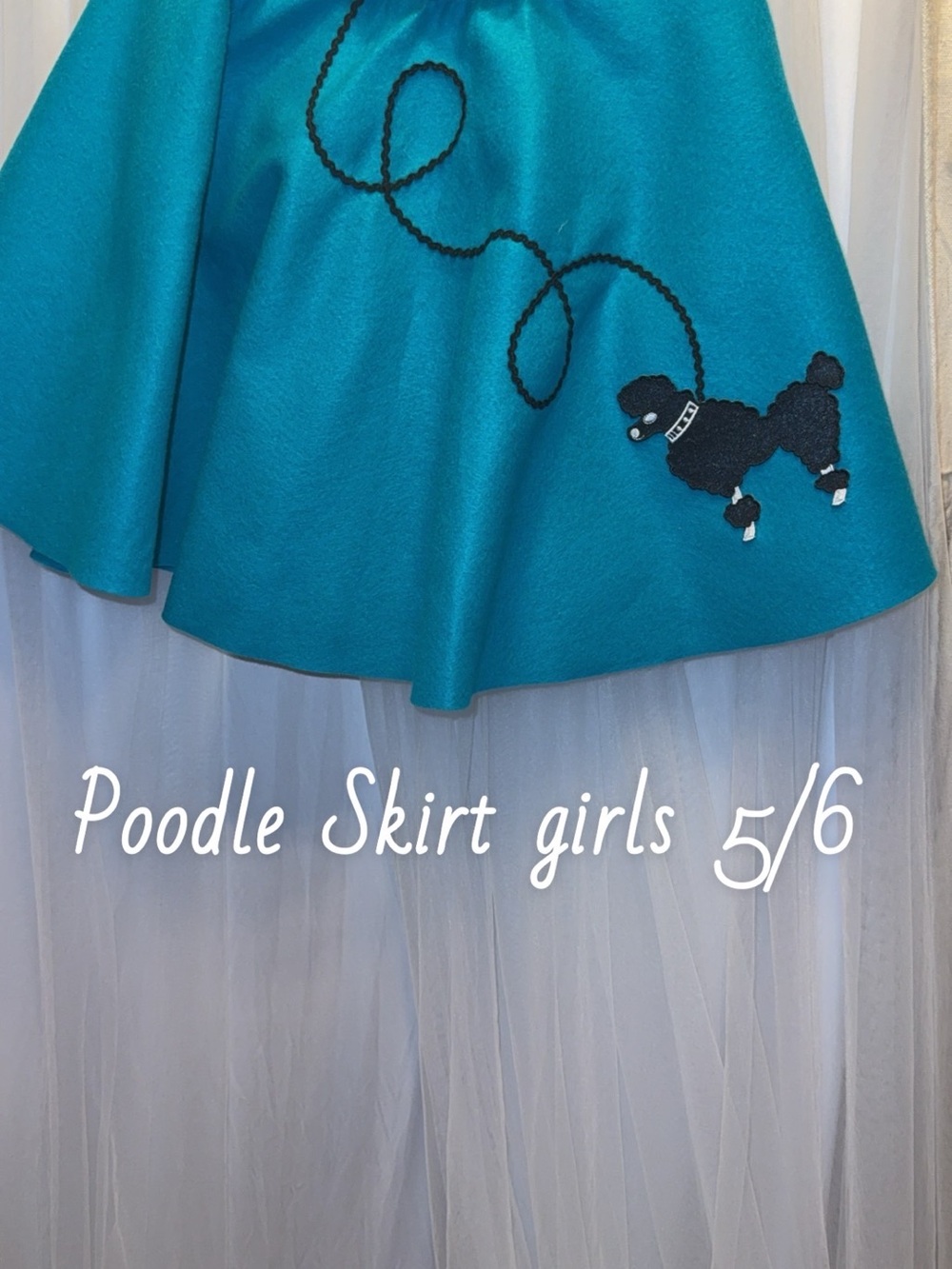 Girls Teal Poodle Circle Skirt sz. 5/6
